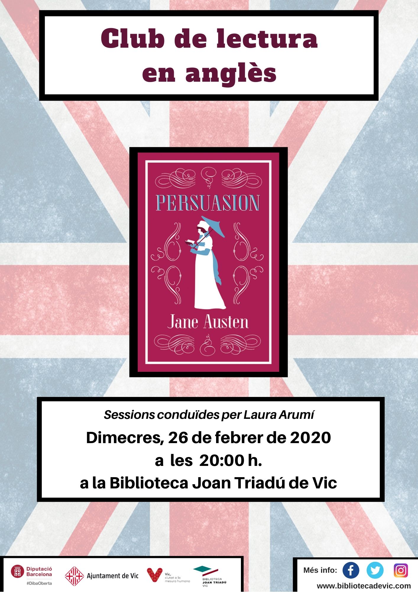 Club de lectura en anglès: Persuasion de Jane Austen - Biblioteca Pilarin  Bayés